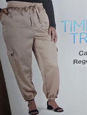 NWT Time and Tru Neutral Tan Cargo Jogger Pant Sz XXXL(22)